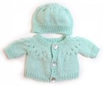 KSS Mint Green Sweater/Cardigan with a Hat (3 Months) SW-599