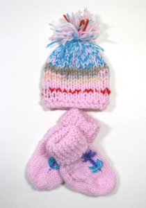 KSS Pink Knitted Booties and Hat set (0-3 Months) HA-715