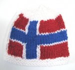 KSS White Beanie with a Norwegian Flag 14" (3 - 6 Months)