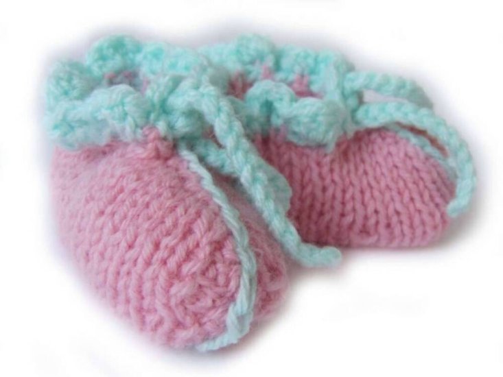 KSS Pink/Mint Green Baby Booties (3-6 Months) BO-016 - Click Image to Close