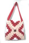 KSS Handmade Kids/Adults Lined Pink/Brown Crochet Envelope Bag TO-127