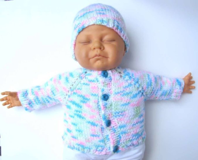 KSS Soft Pastel Cardigan and Cap Newborn - 3 Months - Click Image to Close