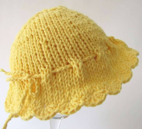 KSS Yellow Crocheted Cotton Adjustable Sunhat 15-17" (6-24 Months) - Click Image to Close