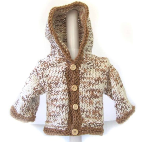 KSS Brown Beige Hooded Sweater/Jacket (3 Months) - Click Image to Close