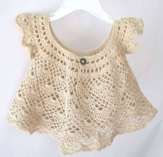 KSS Naural Beige Crocheted Cotton Dress 12 Months DR-079 - Click Image to Close