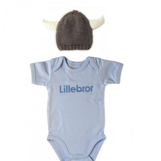 Liten Jag Onesie "Lillebror" (little brother) and Viking Hat 3 Months - Click Image to Close