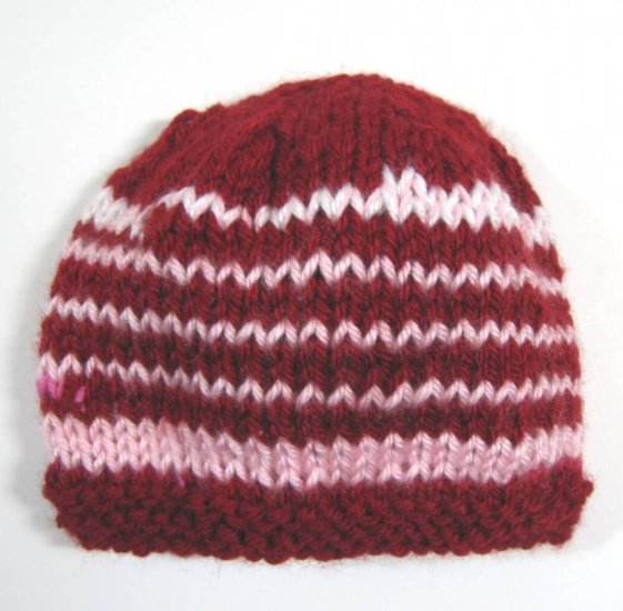 KSS Red Candy Stripe Beanie 14" -15" (0 - 1 Years) - Click Image to Close