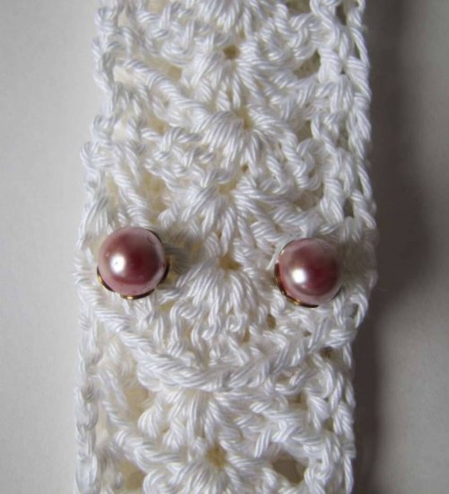 KSS White Crocheted Cotton Headband up to 16