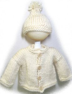 KSS Off White Sweater/Cardigan with a Hat (12 Months)