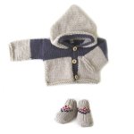 KSS Earth Grey Hooded Sweater/Jacket & Booties (3 Months) SW-069