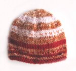 KSS Soft Red/Copper/Pink Striped Beanie Hat 14" (3 Months)
