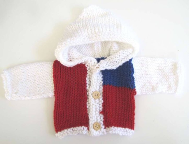 KSS Red, Blue and White Hooded Sweater/Jacket 3 Months - Click Image to Close