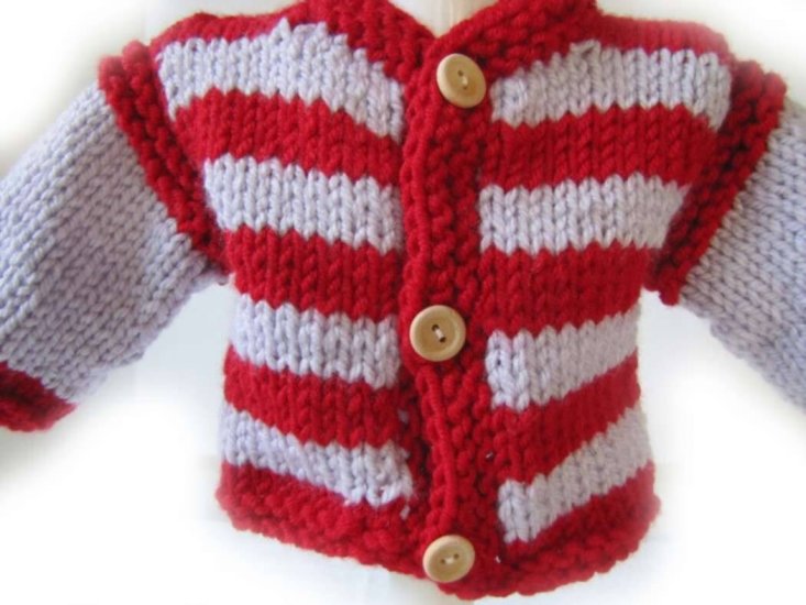 KSS Grey/Red Cardigan and Cap (Newborn - 3 Months) - Click Image to Close