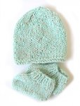 KSS Aqua Green Knitted Booties and Hat set (6 Months)