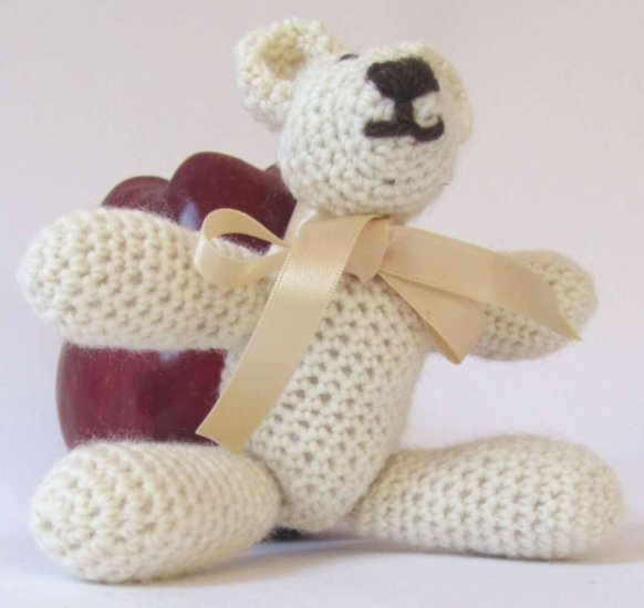 KSS Tiny Amigurumi Teddy Bear 5" long TO-043 - Click Image to Close