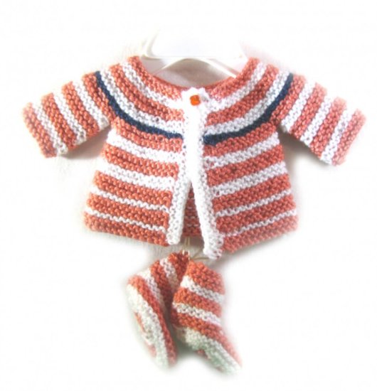 KSS Persimmon Sweater/Cardigan with Booties Newborn - 3 Months