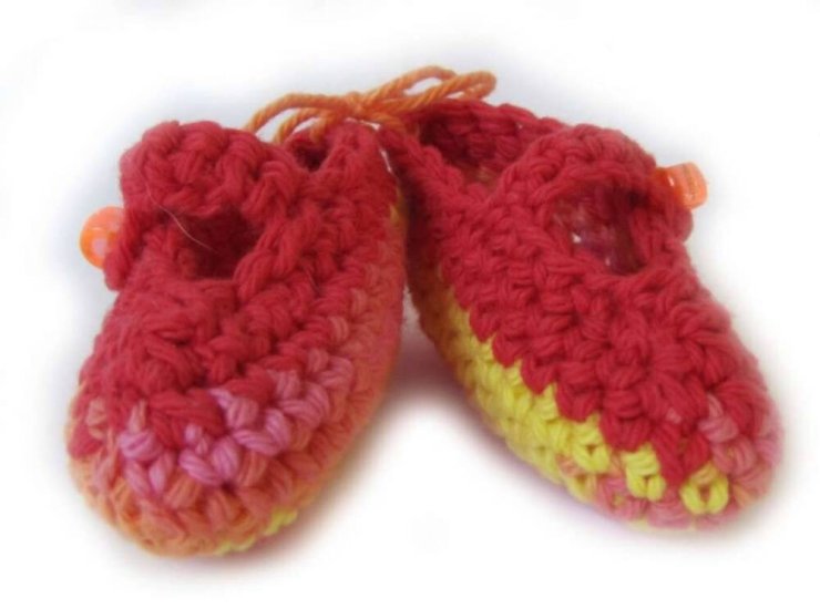 KSS Fire Cotton Crocheted Mary Jane Booties (3 - 6 Months) BO-015 - Click Image to Close