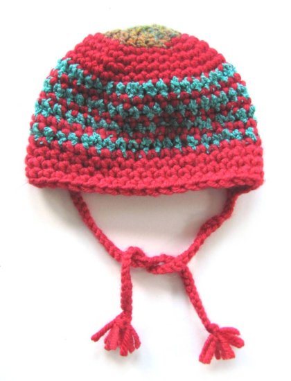 KSS Red/Green Hat with Red Pom Pom (Newborn)