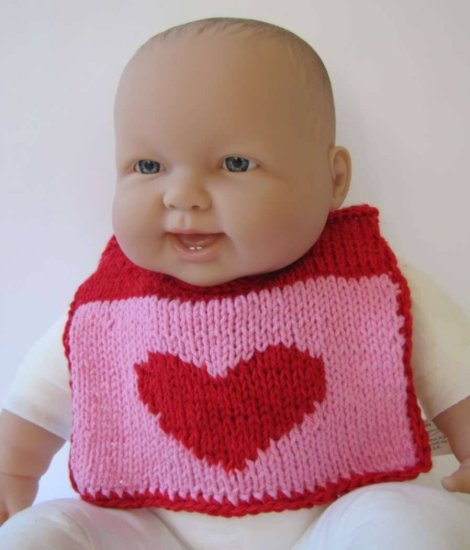 KSS Pink Colored Cotton Bib with a Heart - Click Image to Close