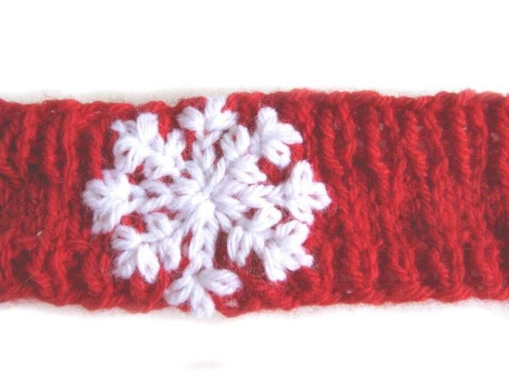 KSS Red Knitted Headband with Snowflake 15-17