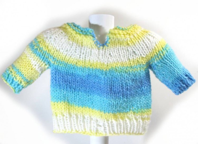 KSS Yellow/Aqua/White Pullover Sweater (3 Months) - Click Image to Close