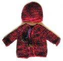 KSS Red/Brown/Purple Sweater/Cardigan with a Hat 6 Months