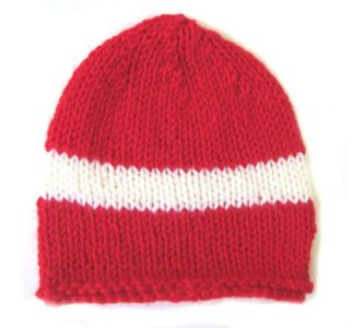 KSS Red Beanie with Danish Colors 12-14 inch (0-6 Months) HA-249