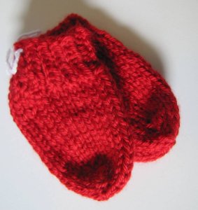 KSS Red Acrylic Knitted Booties (0 - 3 Months) BO-136