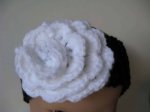 KSS Black Knitted Headband White Flower 12-15" (0-12 Months)