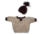 Beige & Brown Sweater With a Cap