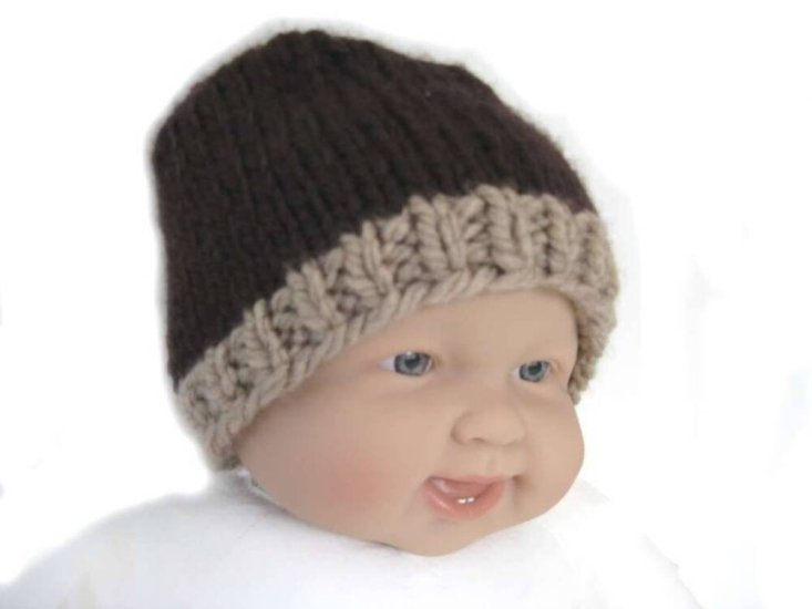 KSS Brown Knitted Booties and Hat set (9-12 Months) - Click Image to Close