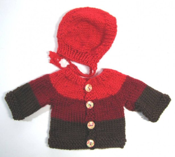 KSS Burnt Oange Ombre Sweater/Cardigan with a Hat Newborn - Click Image to Close