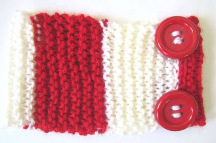 KSS Red Knitted Headband with Danish Colors 14 - 16" - Click Image to Close