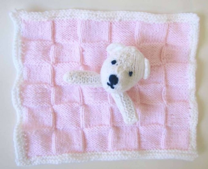 KSS Knitted Polar Bear Blankie 9x9 Inches BB-068 - Click Image to Close