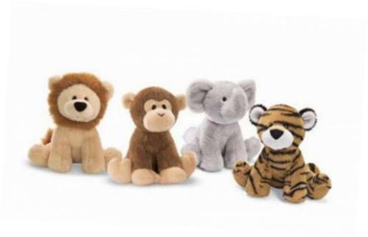 GUND Chatter Four 5" Jungle Animal (Lion, Monkey, Elephant & Tiger) - Click Image to Close
