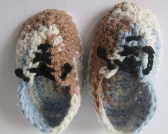 KSS Natural Cotton Crocheted Booties (3 - 6 Months) - Click Image to Close