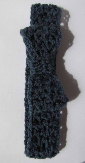 KSS Blue Crocheted Headband with a bow 16-18" HB-135 - Click Image to Close