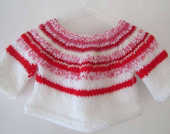 KSS Red/White Stripe Sweater/Cardigan (6 - 9 Months) - Click Image to Close