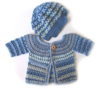 KSS Crochet Blue Striped Sweater/Cardigan (6 - 9 Months)