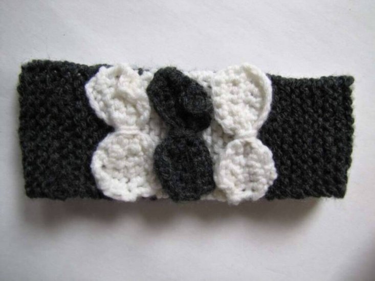 KSS Black/White Headband with Bows 15 - 17" (1 - 2 Years) - Click Image to Close