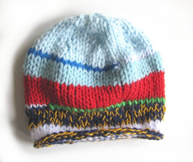 KSS Random Colors Striped Beanie Hat 13" (0-3 Months) - Click Image to Close