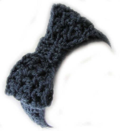 KSS Blue Crocheted Headband with a bow 16-18" HB-135 - Click Image to Close