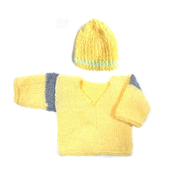 KSS Yellow Pullover Sweater and Hat (Newborn) SW-860