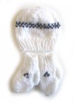 KSS White with Pattern Knitted Booties and Hat set (0 - 3 Months)