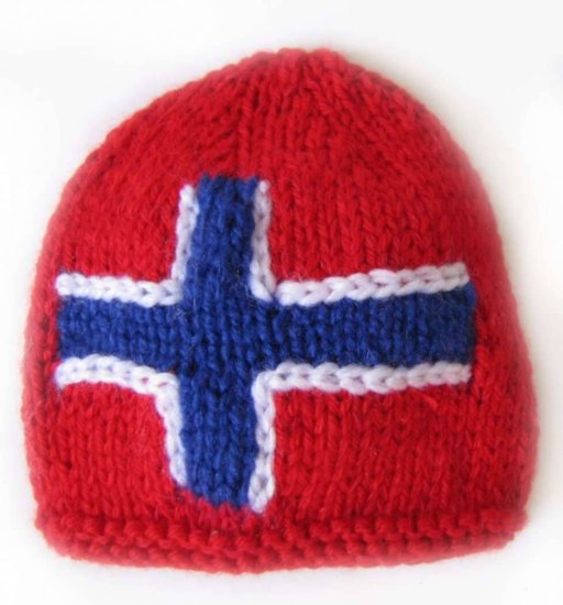 KSS Red Small Beanie with a Norwegian Flag 12 - 14" (0 -6 Months)HA-342 - Click Image to Close