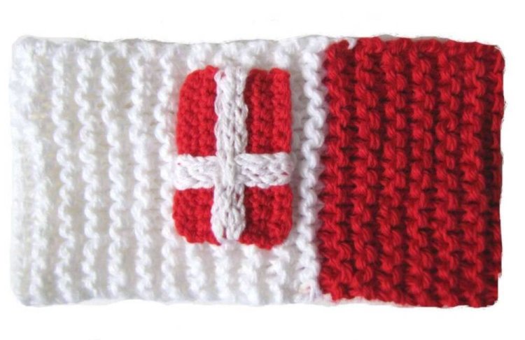 KSS Red/White Headband with Danish Flag 13-15" (0-9 Months) - Click Image to Close