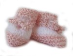KSS Pink/White knitted Booties (0-3 Months)