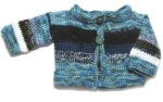 KSS Knitted Blue, White Stripe Sweater/Cardigan (6 - 9 Months)