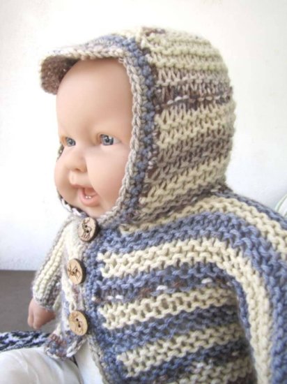KSS Grey/Yellow Hooded Baby Sweater/Jacket 3 Months - Click Image to Close