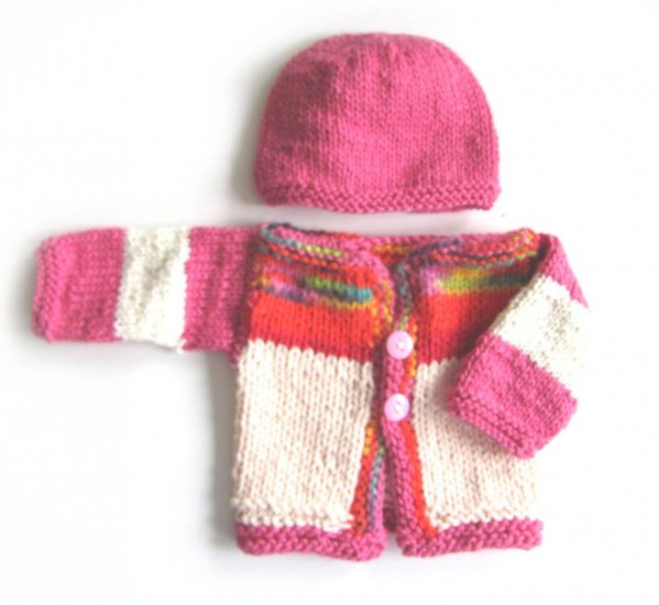 KSS Soft Sweater/Cardigan with a Hat Newborn - 3 Months - Click Image to Close